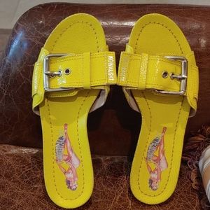 Bright Yellow Buckle sandal slides by Kowalski
